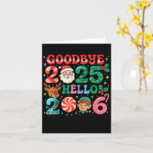 Goodbye 2025 Hello 2026 Cute Christmas New Year  Kaart (Gele Bloem)