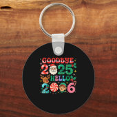 Goodbye 2025 Hello 2026 Cute Christmas New Year  Sleutelhanger (Voorkant)