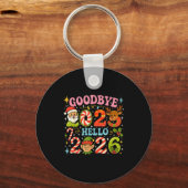 Goodbye 2025 Hello 2026 Cute Christmas New Year  Sleutelhanger (Voorkant)