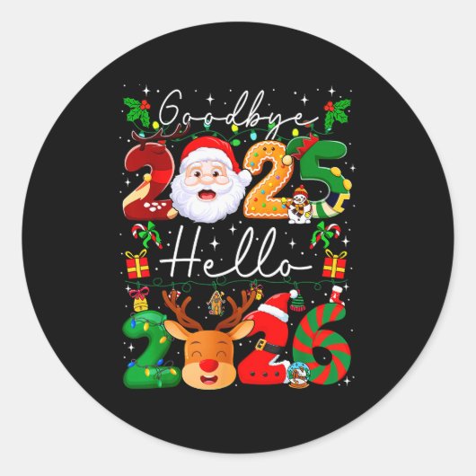 Goodbye 2025 Hello 2026 Happy New Year's Eve Chris Ronde Sticker (Voorkant)