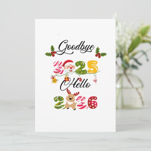 Goodbye 2025 Hello 2026 New Year Design Kaart (Staand voorkant)