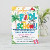 Goodbye Pool Hallo School Party Uitnodiging (Staand voorkant)