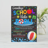 Goodbye School Hallo Pool Party Uitnodiging (Staand voorkant)