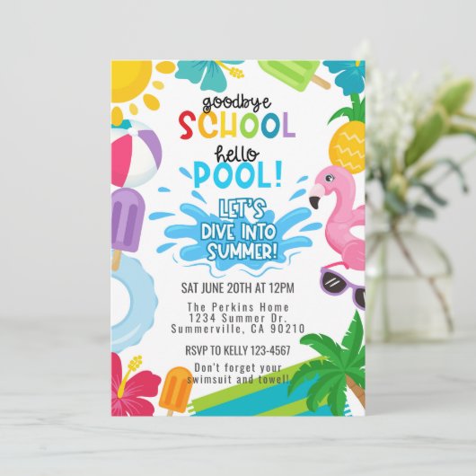 Goodbye School, Hello Pool Summer Invitation (Debout devant)