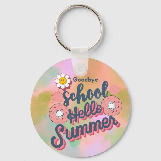 Goodbye School Hello Summer Donut Art Sleutelhanger (Voorkant)