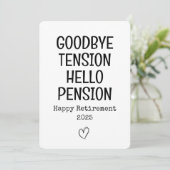 Goodbye Tension Funny Retirement Kaart voor papa (Staand voorkant)
