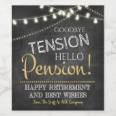 Goodbye Tension Hello Pension Vin Étiquette (Étiquettes simples)