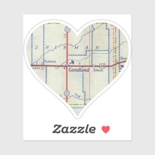 Goodland Kansas  kaart Sticker (Vel)