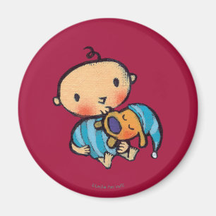 Goodnight Kisses Schattig Puppy in Blauwe Pyjama Magneet