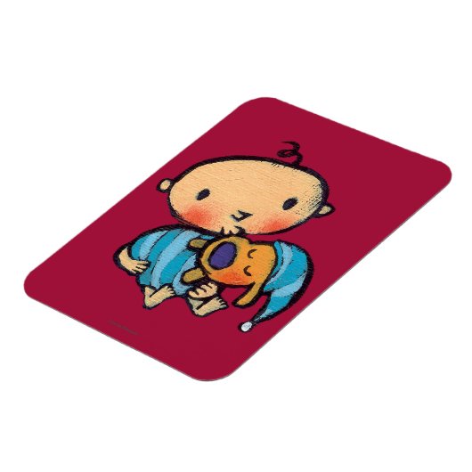 Goodnight Kisses Schattig Puppy in Blauwe Pyjama Magneet (Linkerzijde)