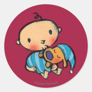 Goodnight Kisses Schattig Puppy in Blauwe Pyjama Ronde Sticker