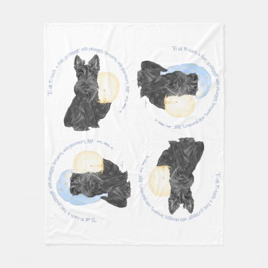 Goodnight Scottish Terrier Fleece Deken (Voorkant)
