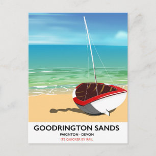 Goodrington Sands Devon vintage reisposter Briefkaart