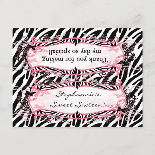 Goody Bag Topper Girly Butterfly Zebra Print Patje Briefkaart (Voorkant)