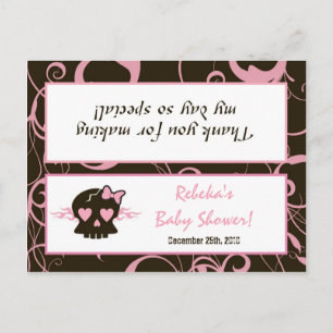 Goody Bag Topper Girly Girl Roze Punk Schedel Uitnodiging Briefkaart