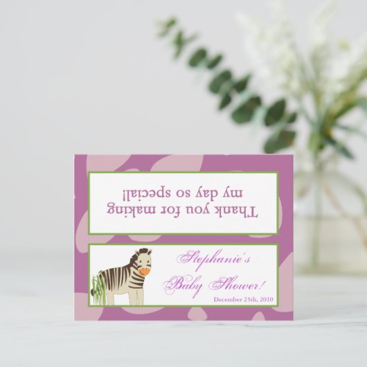 Goody Bag Topper Jacana Paarse Dieren Uitnodiging Briefkaart (Staand voorkant)