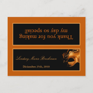 Goody Bag Topper Mis XV Sinaasappel Black Party Uitnodiging Briefkaart