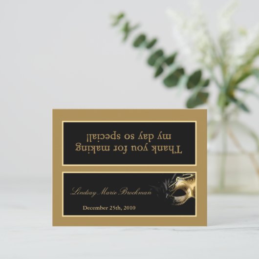 Goody Bag Topper Sweet 16 Gold Black Party Uitnodiging Briefkaart (Staand voorkant)