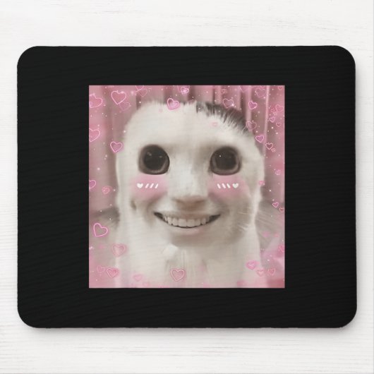 Goofy Ahh Cat Meme Dank Vervloekte Weirdcore Cring Muismat (Voorkant)