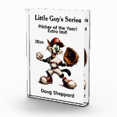 Goofy Cat Baseball Pitcher Vijf tekstgebieden Fotoblokken (Rechts)