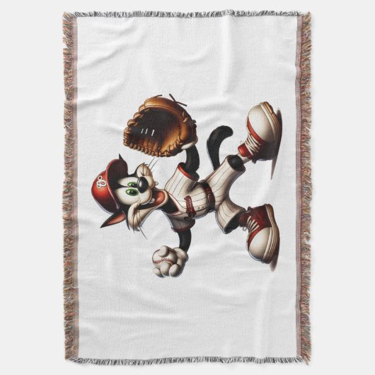 Goofy Cat honkbalwerper eindigt Deken (Voorkant Verticaal)