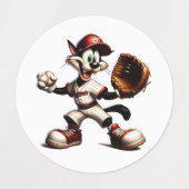 Goofy Cat honkbalwerper eindigt Labels (Design 2)