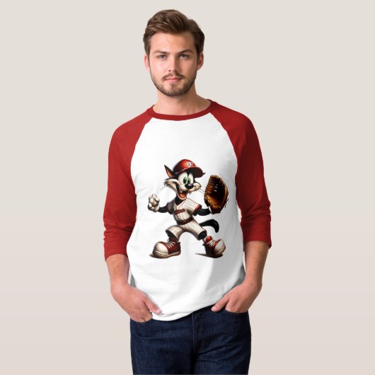 Goofy Cat honkbalwerper eindigt T-shirt (Voorkant volledig)