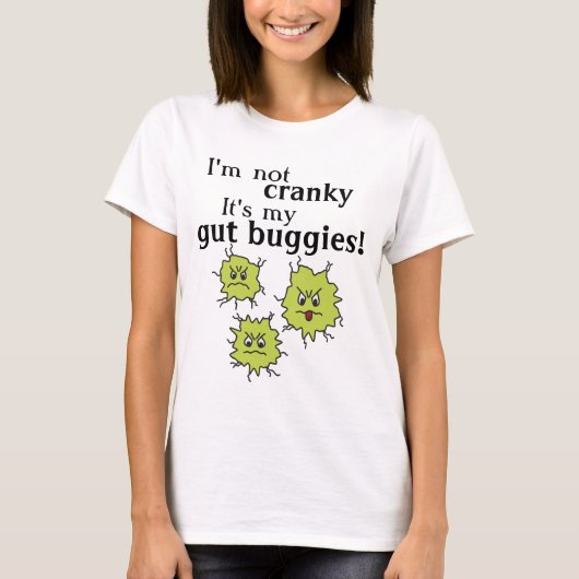 Goofy chagrijnige darmbuggy's bacterie bugs maag t t-shirt (Voorkant)