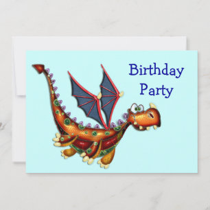 Goofy Flying Dragon Birthday Party Kaart