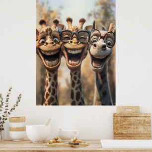 Goofy Giraffes in een bril Poster