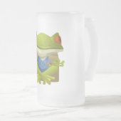 Goofy Little Meditating Green Tree Frog Matglas Bierpul (Voorkant rechts)