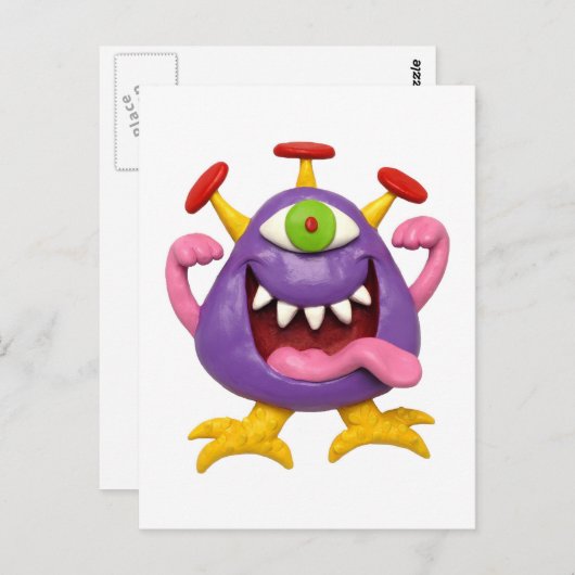 Goofy Paarse Monster Briefkaart (Voorkant / Achterkant)
