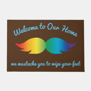 Goofy Rainbow Mustache Deurmat