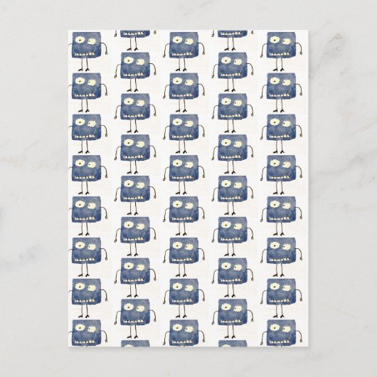 Goofy Square Blue Cartoon Guy Briefkaart (Voorkant)