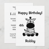 Goofy Zebra Anniversaire Fête Invitation (Devant / Derrière)