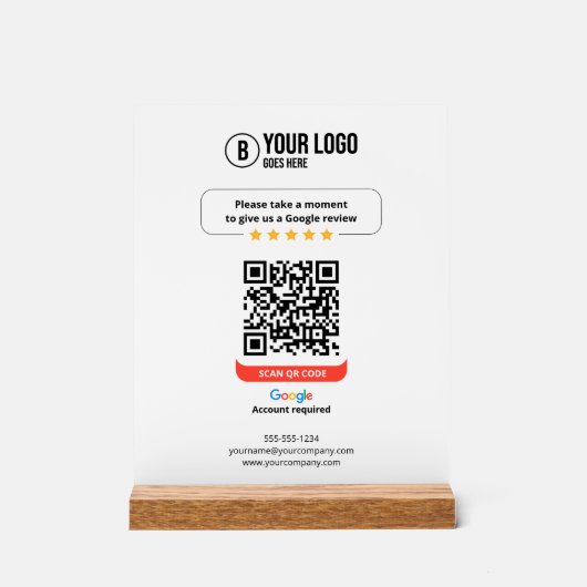 Google Avis QR Code Note Mon entreprise 5 étoiles (Recto)
