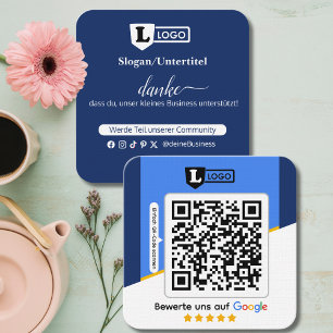 Google beoordelingskaart met QR-code zakelijke kaa Vierkante Visitekaartje