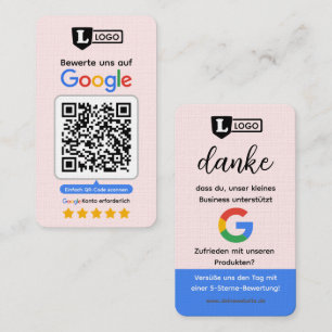 Google beoordelingskaart met QR-code zakelijke kaa Visitekaartje
