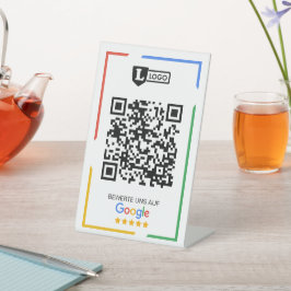 Google Bewertungs mit QR code Reclamebord Met Voetstuk