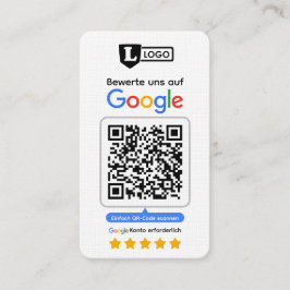 Google Bewertungskarte mit QR code Business Card Visitekaartje