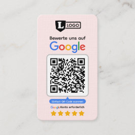 Google Bewertungskarte mit QR code Business Card Visitekaartje