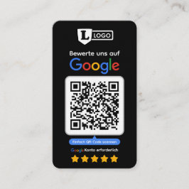 Google Bewertungskarte mit QR code Business Card Visitekaartje