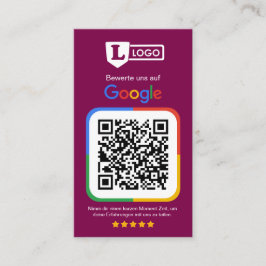 Google Bewertungskarte mit QR code Visitekaartje