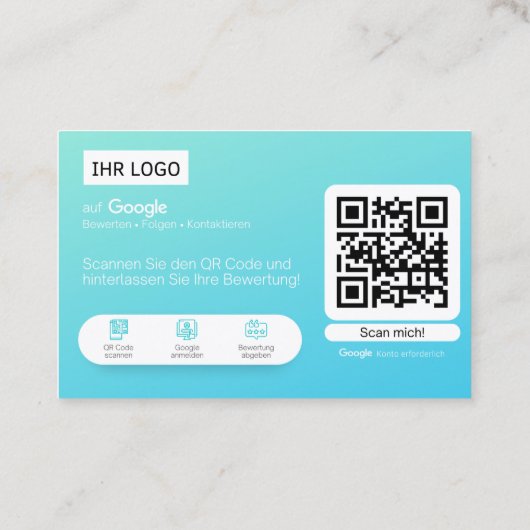 Google Bewertungskarten Visitenkarte  Visitekaartje (Achterkant)