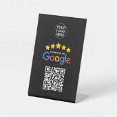 Google Business Review 5-sterren QR-code zwart Reclamebord Met Voetstuk (Voorkant)