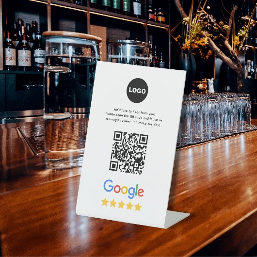 Google Business Review QR-code Reclamebord Met Voetstuk