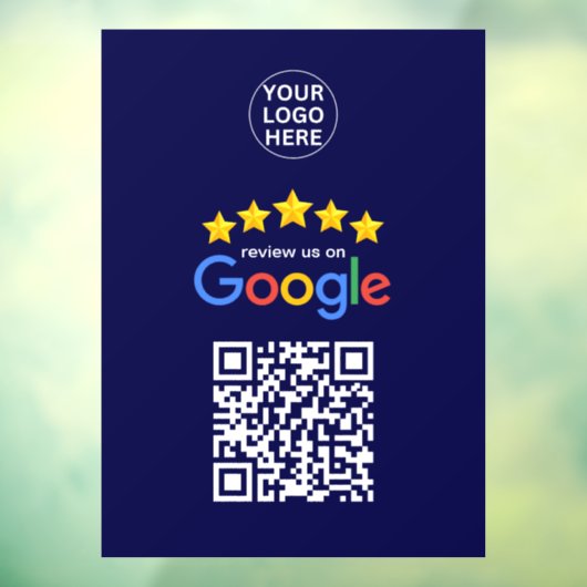 Google Business Reviews 5 sterren QR-code Navyblau Raamsticker (Vel 3)