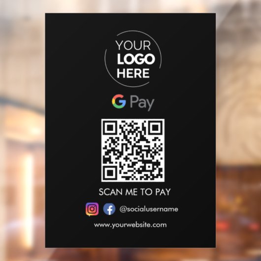 Google Pay QR Code Betaling | Scannen naar zwart b Raamsticker (Vel 2)