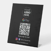 Google Pay QR Code Betaling | Scannen naar zwart b Reclamebord Met Voetstuk (Voorkant)