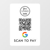 Google Pay QR-code Scannen naar modern Logo-wit Raamsticker (Vel)